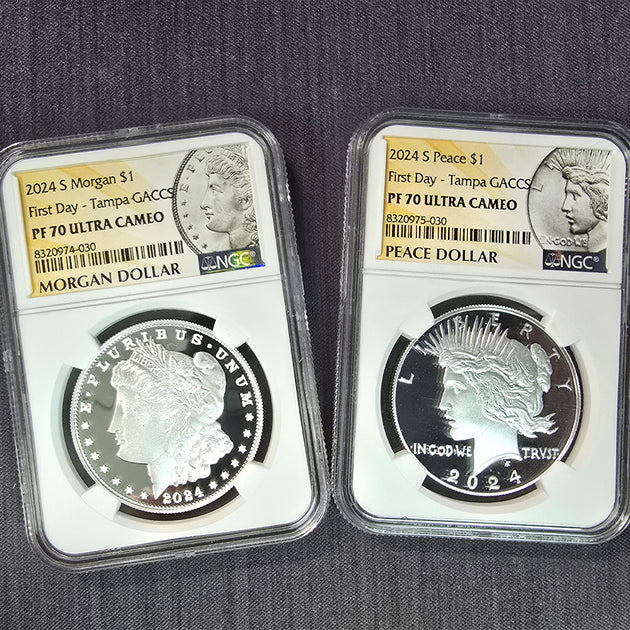 2024-S Morgan & Peace Silver Dollar 2-Coin Set PF 70 Ultra Cameo