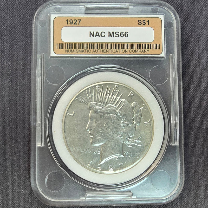 1927 Peace Sillver Dollar - NAC Holder