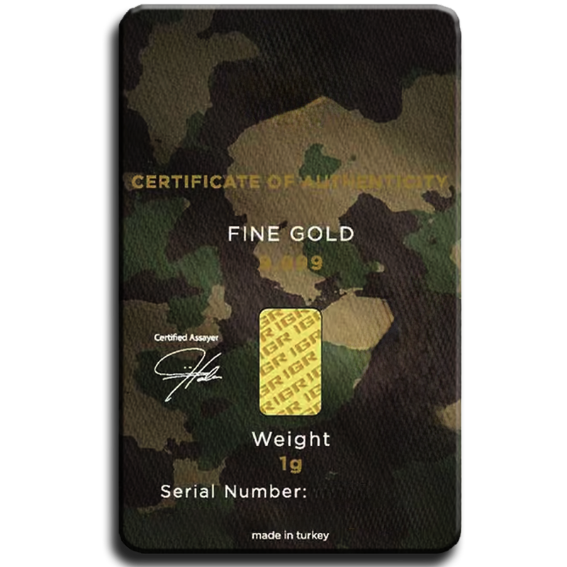 1g IGR .9999 Fine Gold Bar - Support Our Troops Packaging