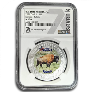 2021 Cook Islands - Kansas Buffalo 1 oz Silver NGC MS70