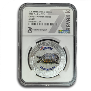 2021 Cook Islands - Georgia Gopher Tortoise 1 oz Silver NGC MS70