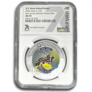 2022 Cook Islands - New Jersey Western Honey Bee 1 oz Silver NGC MS70