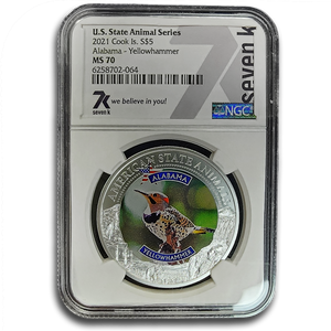 2021 Cook Islands - Alabama Yellowhammer 1 oz Silver NGC MS70