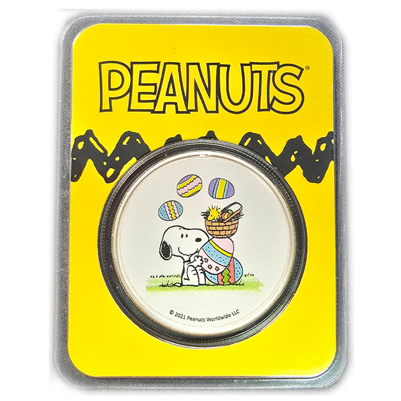 2021 1oz Silver PEANUTS Snoopy Easter Round