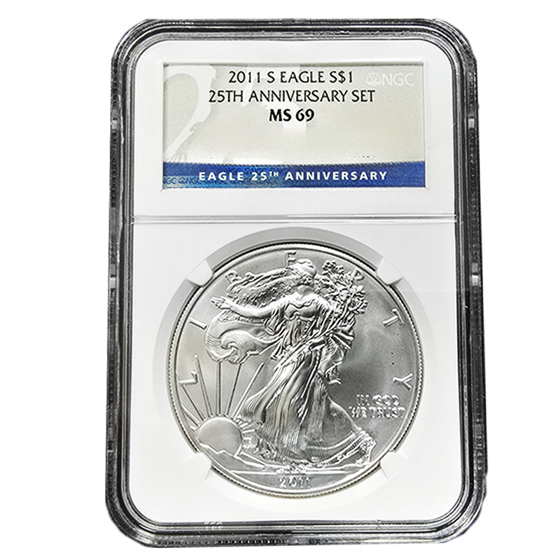 2011-S Silver Eagle NGC MS69 25th Anniversary Set