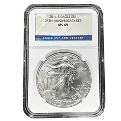 2011-S Silver Eagle NGC MS69 25th Anniversary Set
