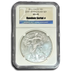 2011 American Silver Eagle 25th Anniversary NGC MS69