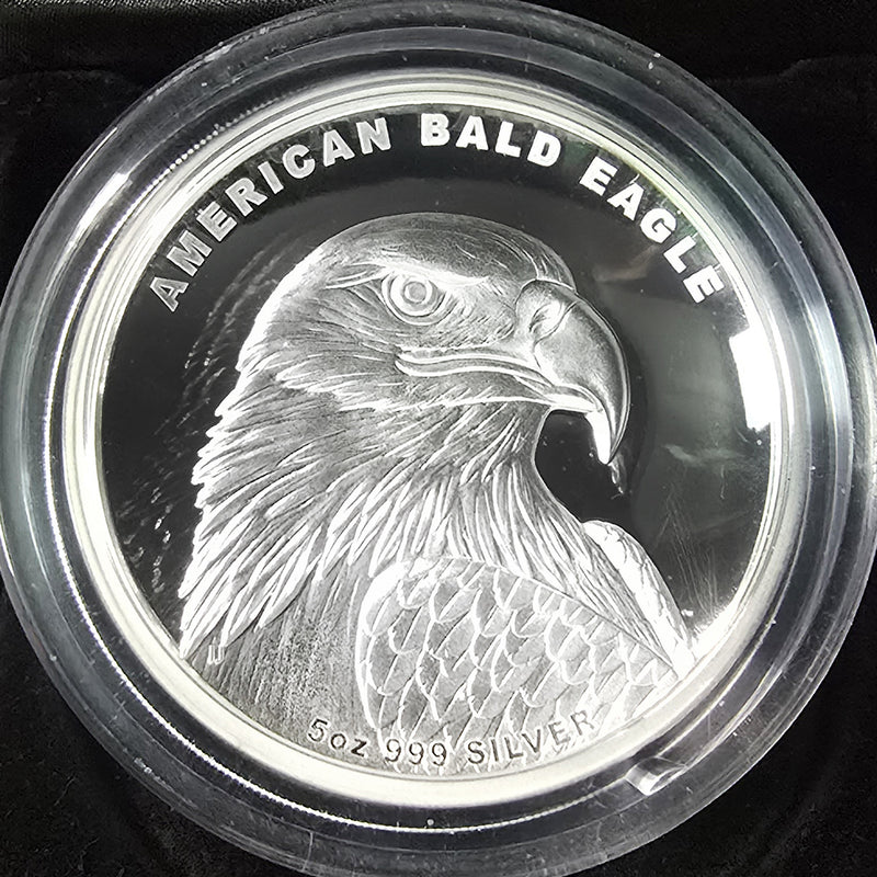 2014 Tuvalu 5 oz Bald Eagle Silver Coin in Clamshell Display