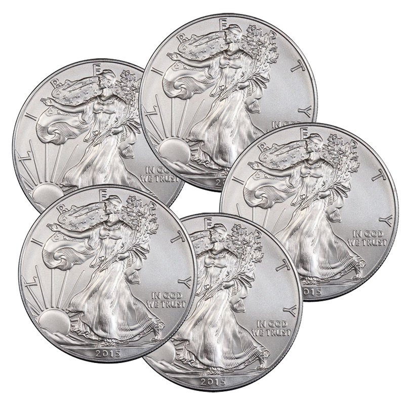 5x 2015 1 oz U.S. Silver Eagles