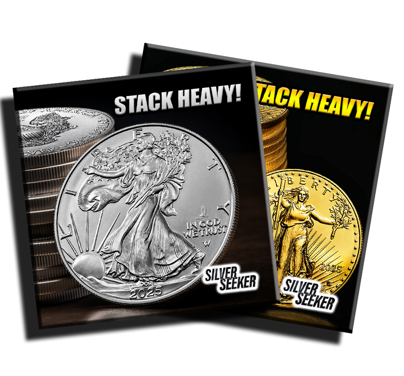 Silver Seeker "Stack Heavy" 2x2 Fridge Magnet